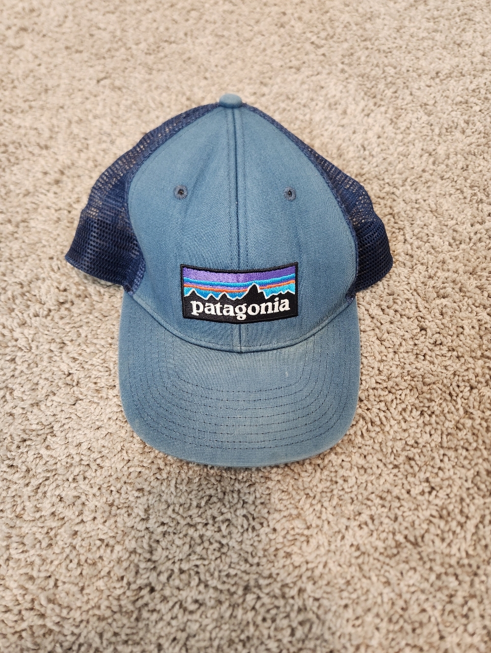 Patagonia Trucker Hat Blue Mesh Cap Logo Adjustable Snapback